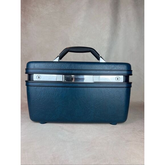Vintage Samsonite Sentry Blue Train Case with Tray + 2 Keys - Picture 1 of 12